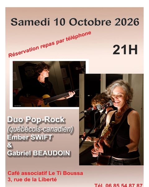Concert Duo Pop Rock - Ember Swift et Gabriel Beaudouin